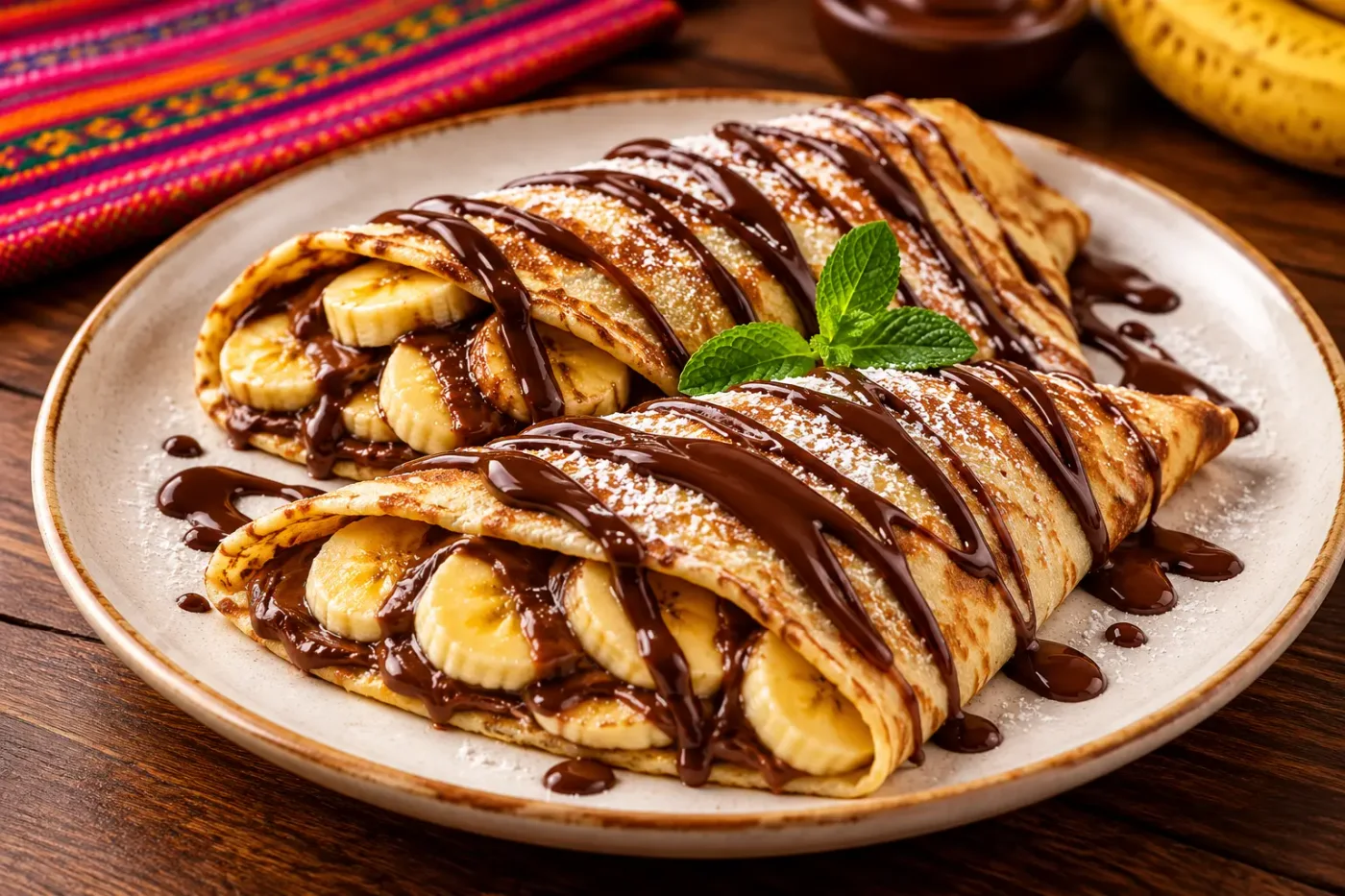 Crepe de plátano con chocolate