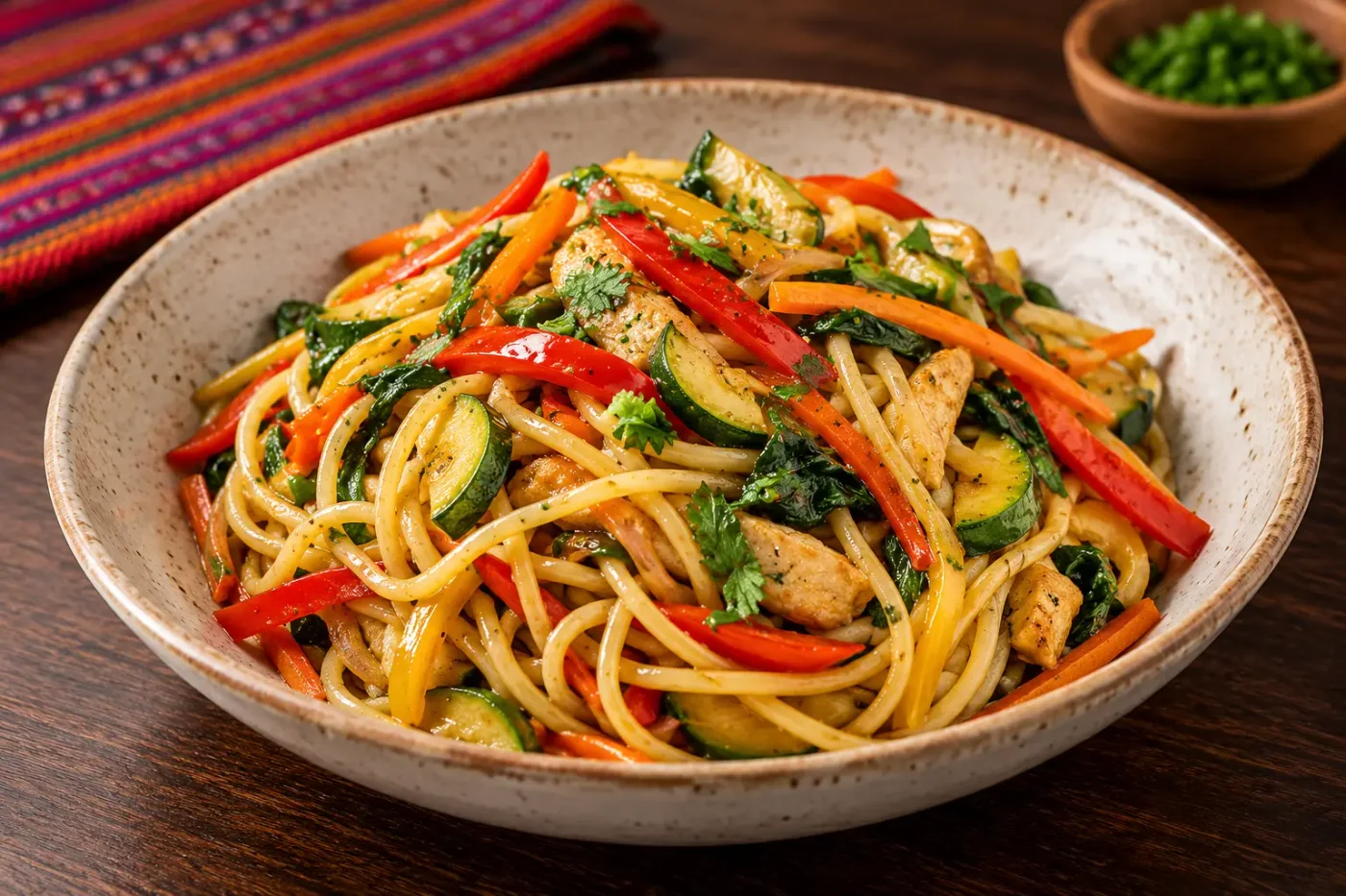 Espagueti salteado con verduras